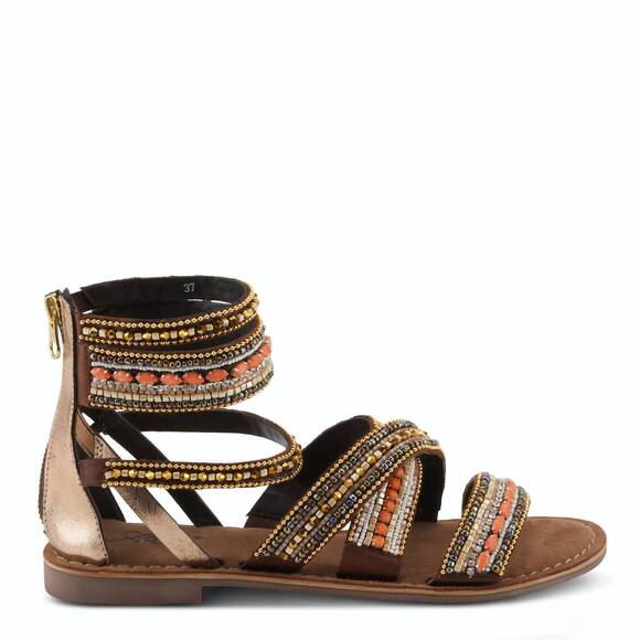AZURA Shoes - NEW AZURA women's andromeda gladiator style leather sandal in gold multi